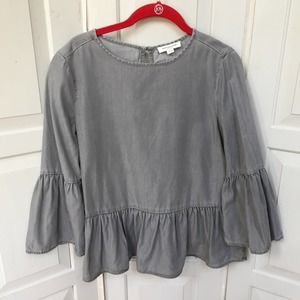 BeachLunchLounge Gray Denim Look Peplum Top